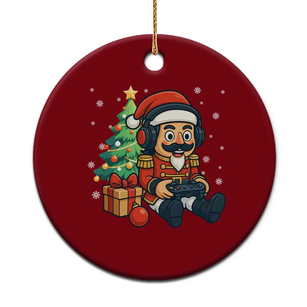 Funny Christmas Video Game Nutcracker Xmas Tree Gamer Ceramic Ornament - Wonder Print Shop
