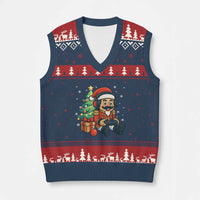 Funny Xmas Video Game Nutcracker Xmas Tree Gamer V-Neck Knit Sweater Vest - Wonder Print Shop
