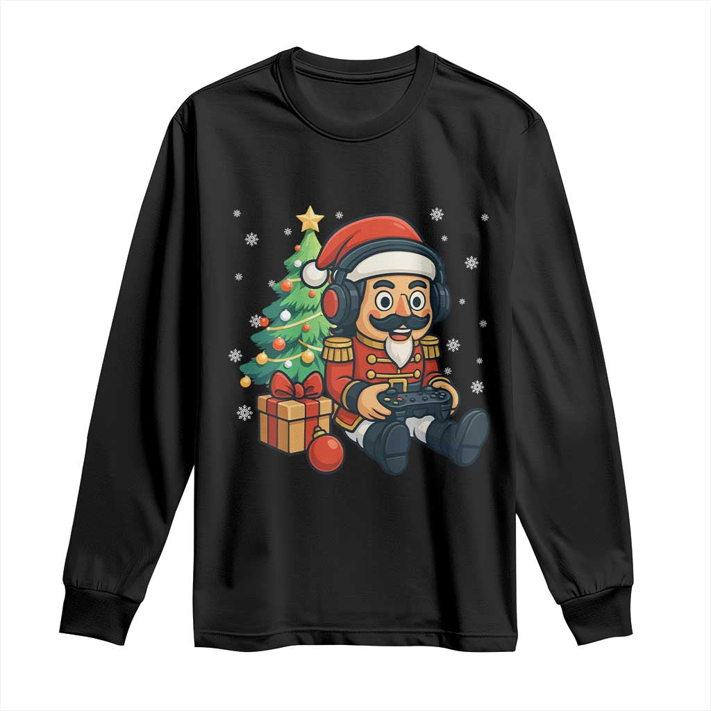 Funny Christmas Video Game Nutcracker Xmas Tree Gamer Long Sleeve Shirt - Wonder Print Shop
