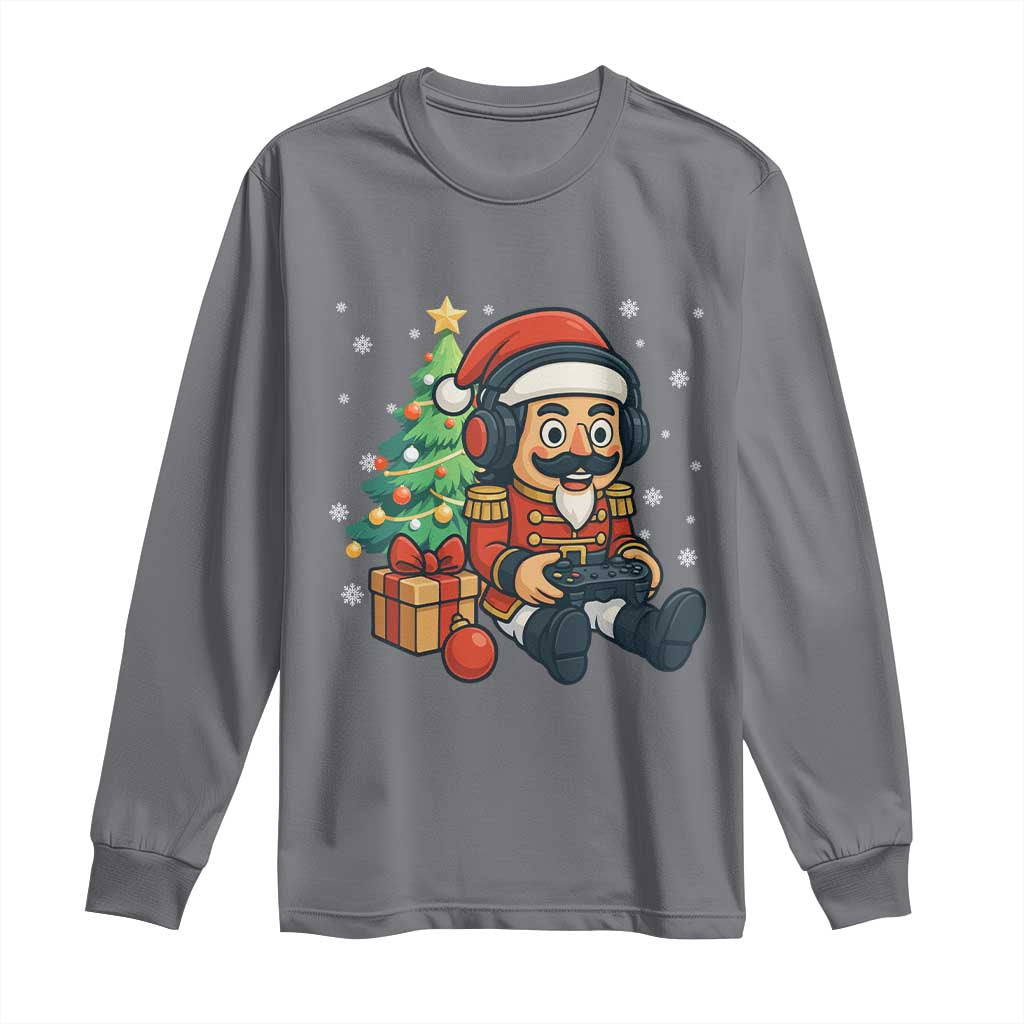 Funny Christmas Video Game Nutcracker Xmas Tree Gamer Long Sleeve Shirt - Wonder Print Shop