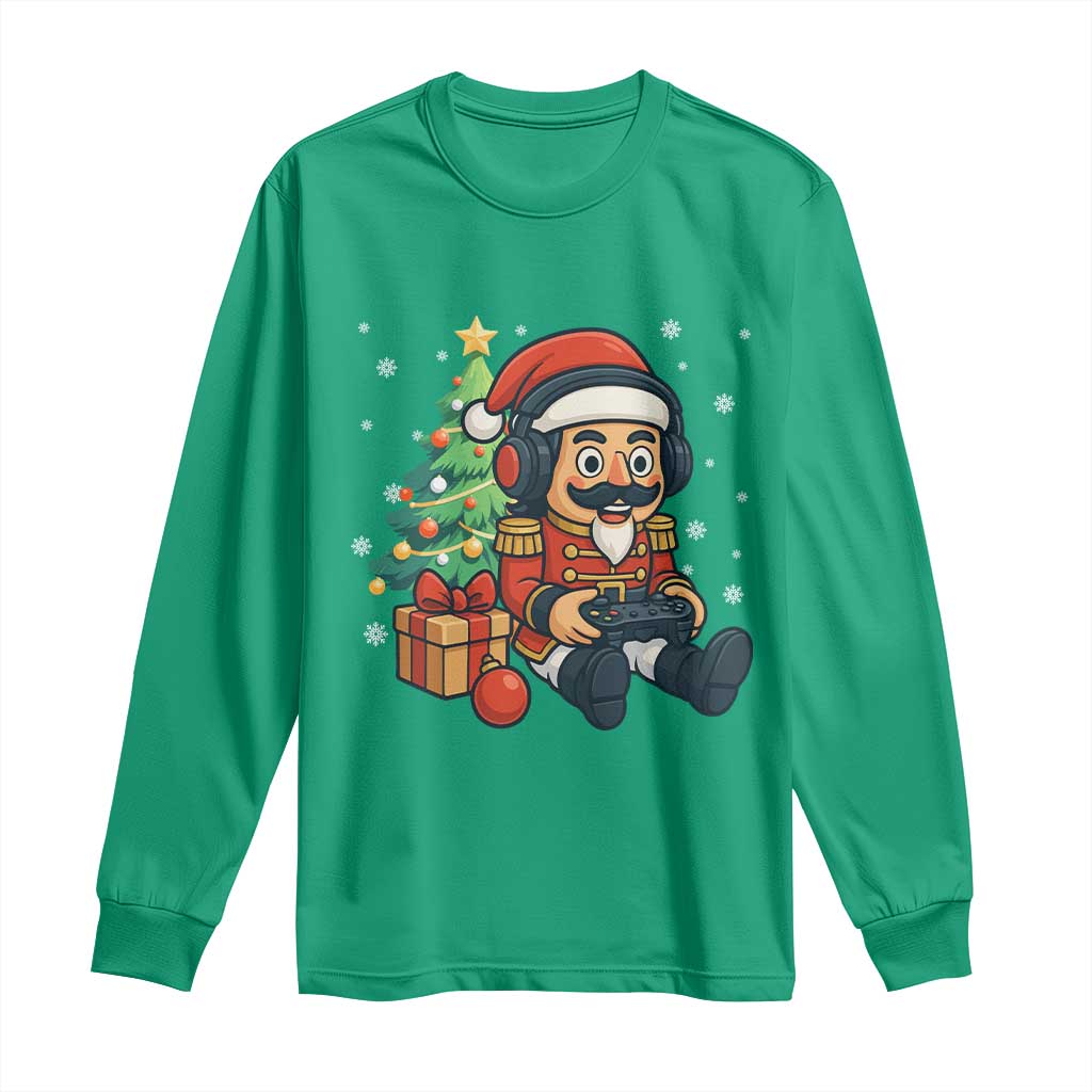 Funny Christmas Video Game Nutcracker Xmas Tree Gamer Long Sleeve Shirt - Wonder Print Shop