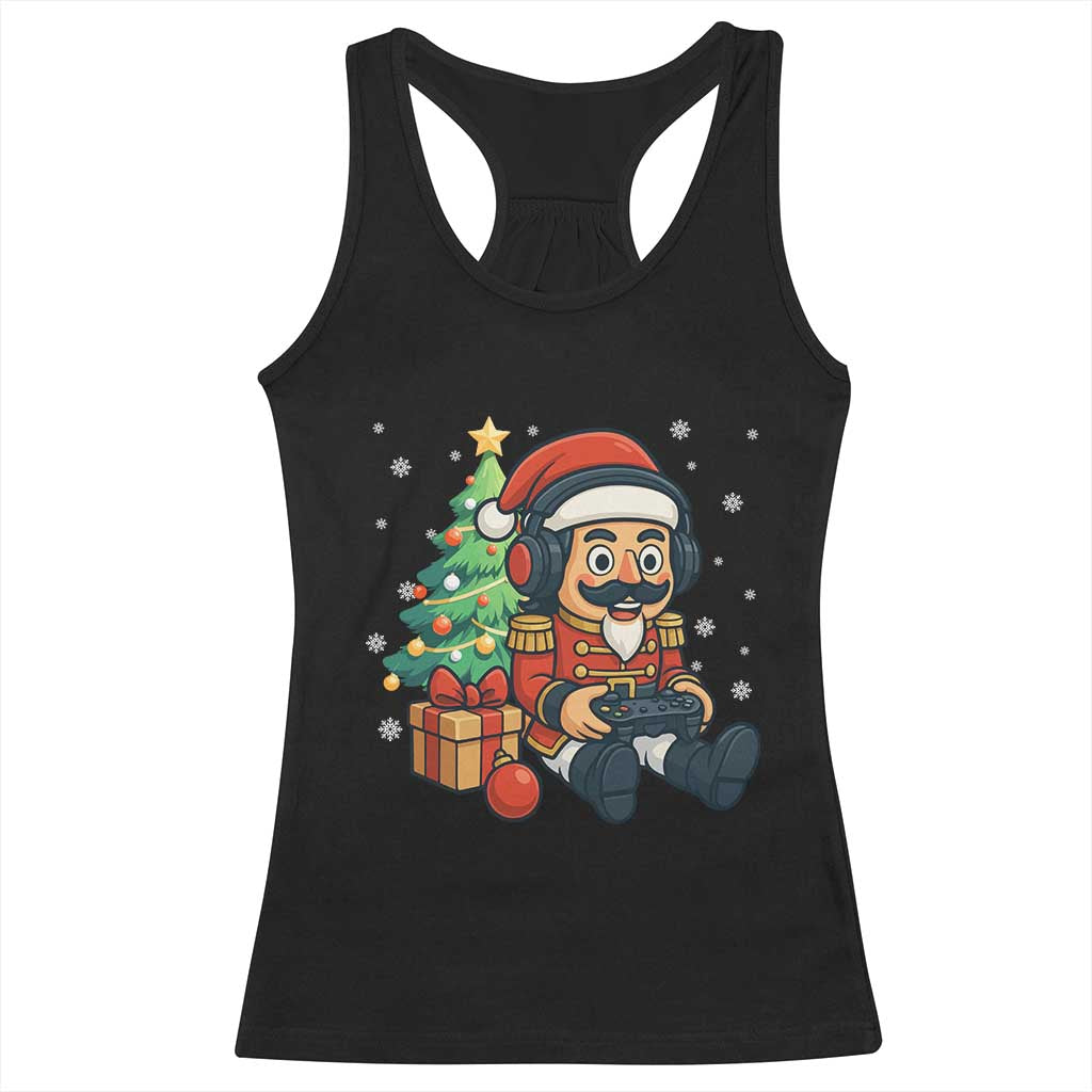 Funny Christmas Video Game Nutcracker Xmas Tree Gamer Racerback Tank Top - Wonder Print Shop