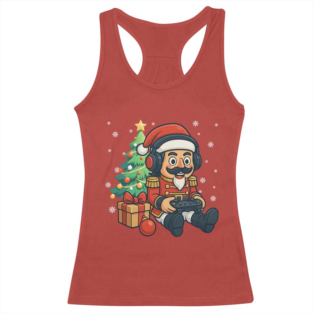 Funny Christmas Video Game Nutcracker Xmas Tree Gamer Racerback Tank Top - Wonder Print Shop