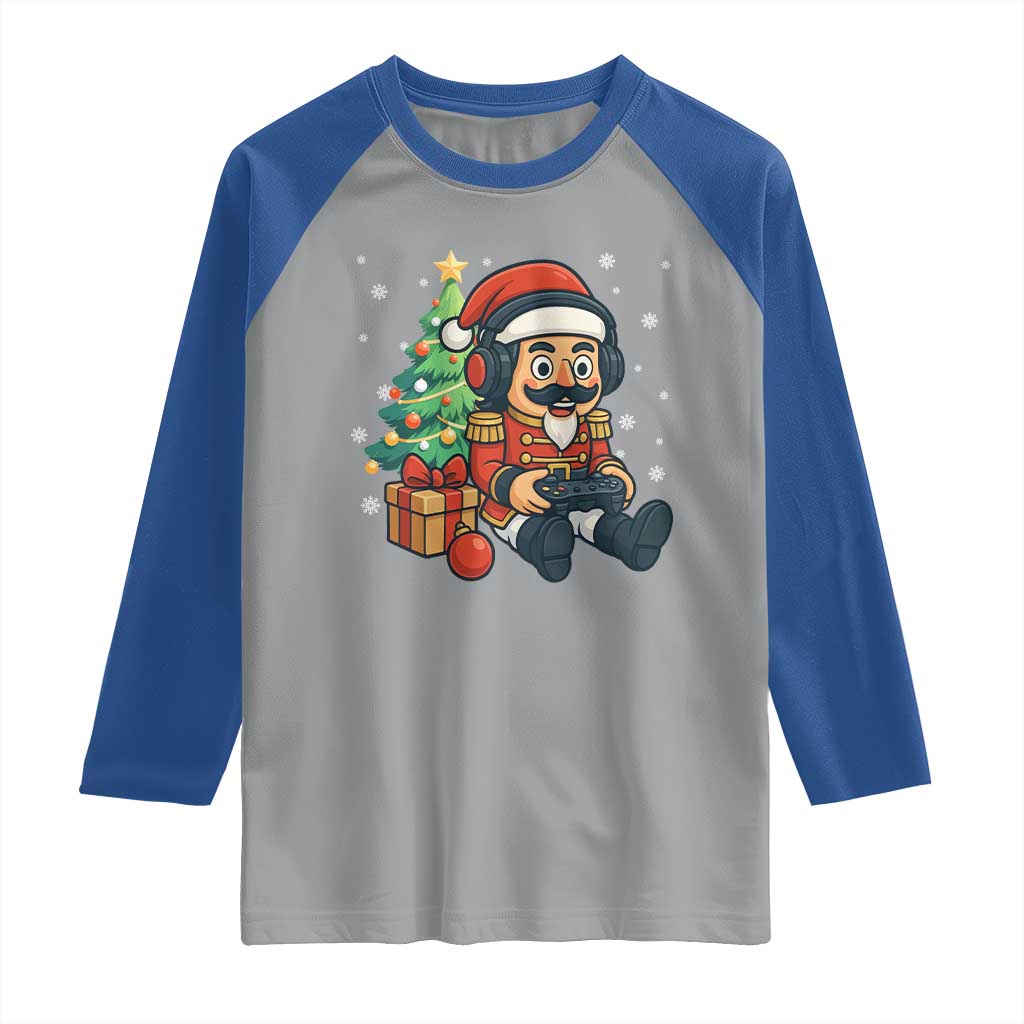 Funny Christmas Video Game Nutcracker Xmas Tree Gamer Raglan Shirt - Wonder Print Shop