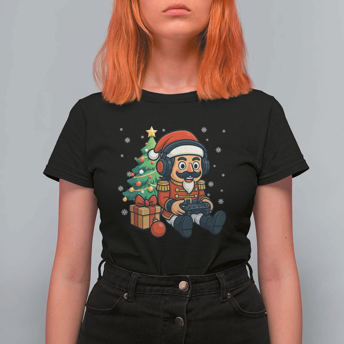 Funny Christmas Video Game Nutcracker Xmas Tree Gamer T Shirt For Women - Wonder Print Shop