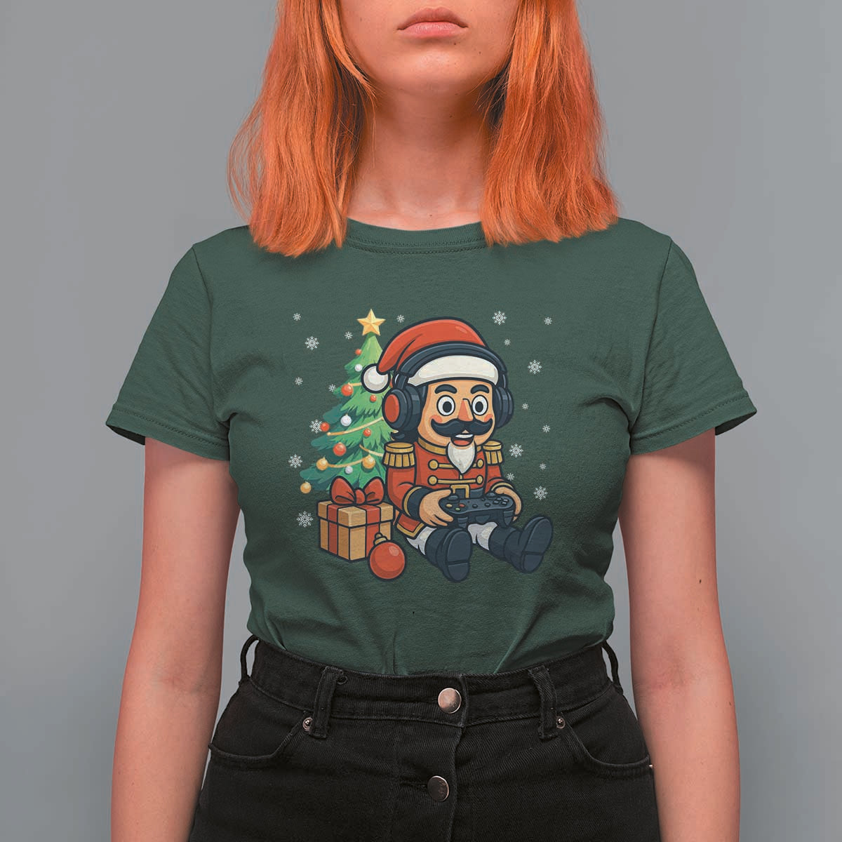 Funny Christmas Video Game Nutcracker Xmas Tree Gamer T Shirt For Women - Wonder Print Shop