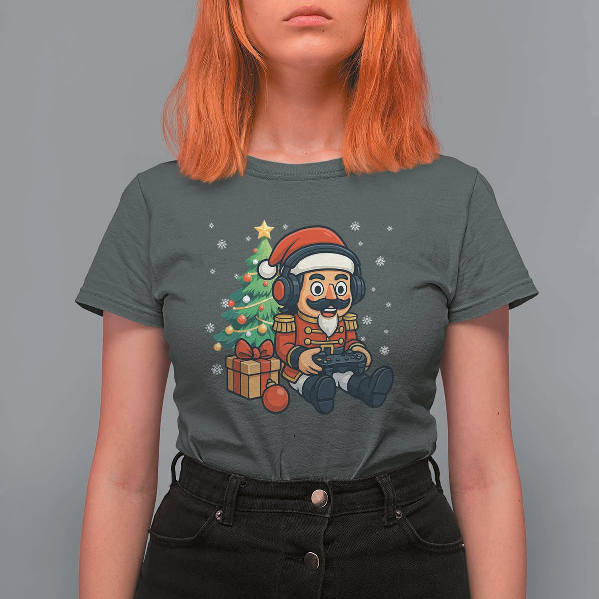 Funny Christmas Video Game Nutcracker Xmas Tree Gamer T Shirt For Women - Wonder Print Shop