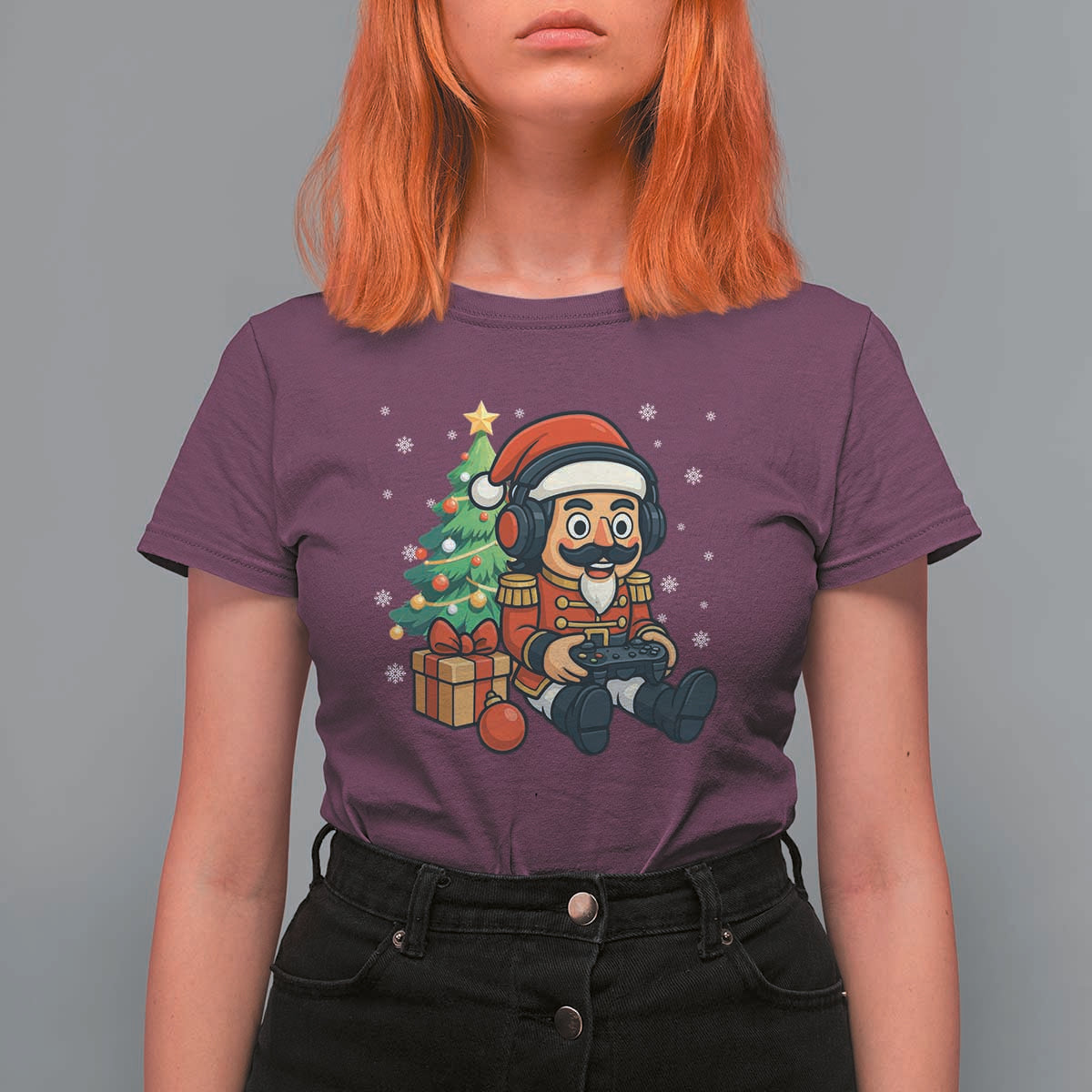 Funny Christmas Video Game Nutcracker Xmas Tree Gamer T Shirt For Women - Wonder Print Shop