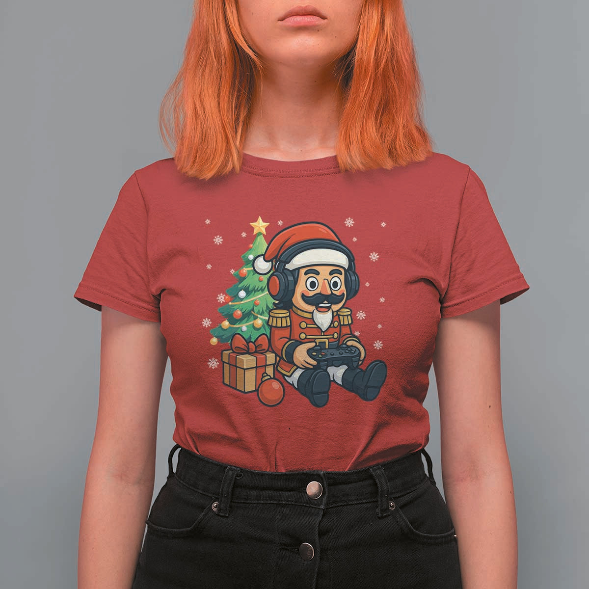 Funny Christmas Video Game Nutcracker Xmas Tree Gamer T Shirt For Women - Wonder Print Shop