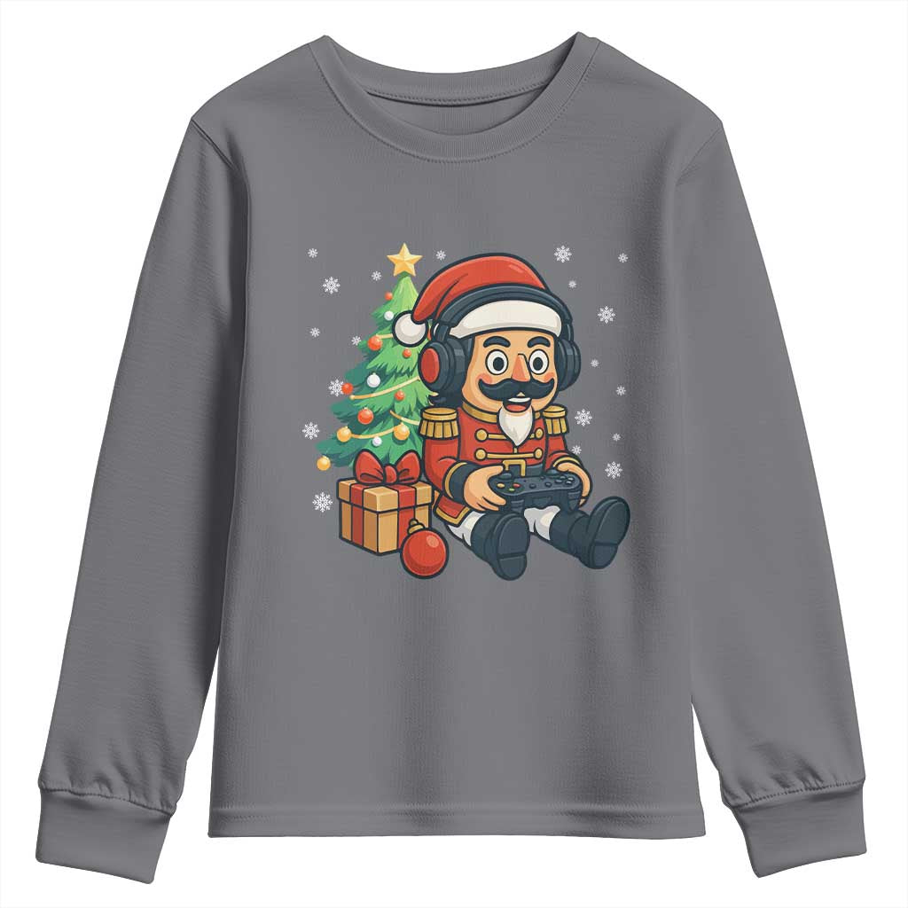 Funny Christmas Video Game Nutcracker Xmas Tree Gamer Youth Sweatshirt - Wonder Print Shop