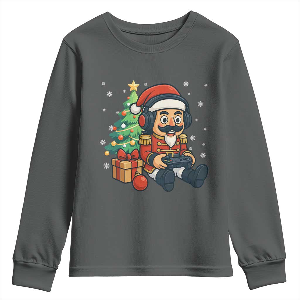 Funny Christmas Video Game Nutcracker Xmas Tree Gamer Youth Sweatshirt - Wonder Print Shop