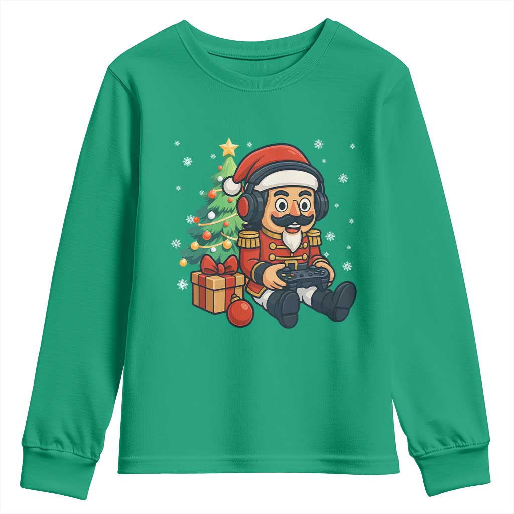 Funny Christmas Video Game Nutcracker Xmas Tree Gamer Youth Sweatshirt - Wonder Print Shop