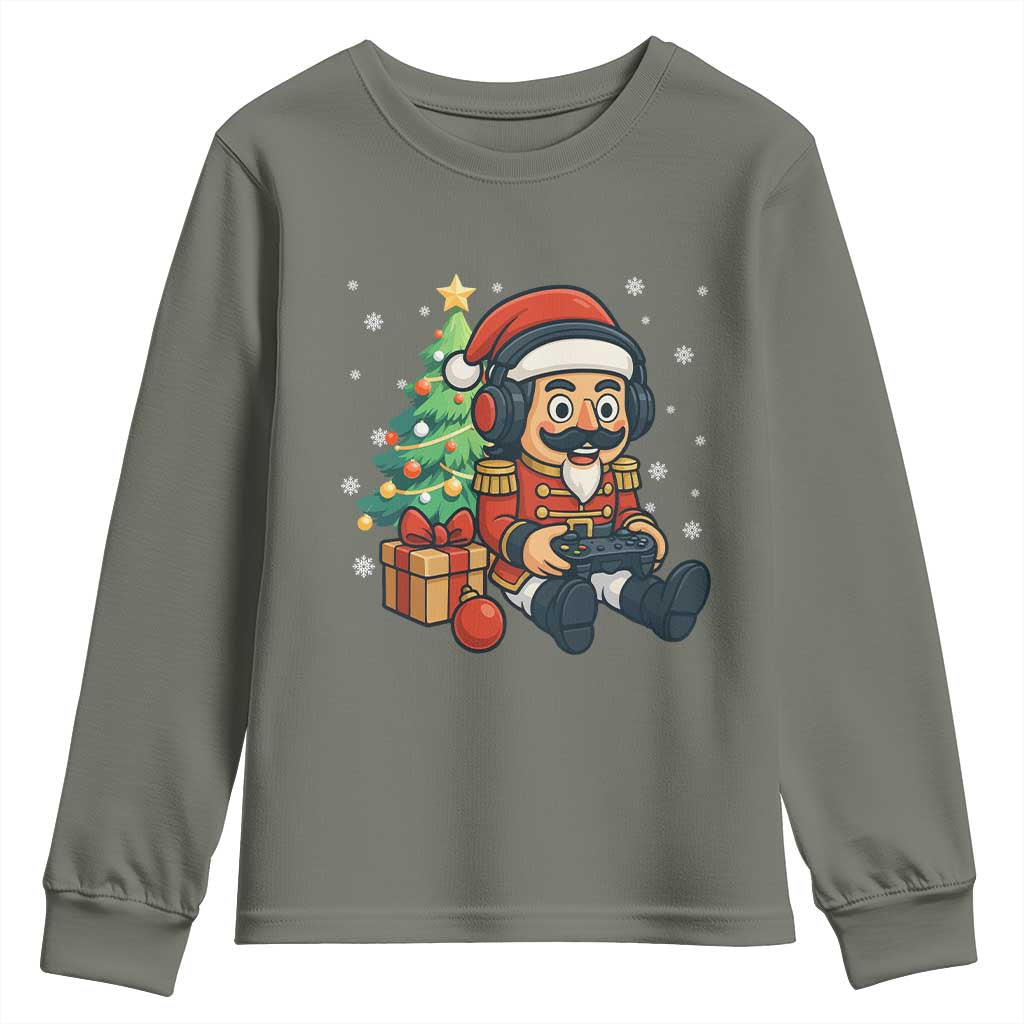 Funny Christmas Video Game Nutcracker Xmas Tree Gamer Youth Sweatshirt - Wonder Print Shop