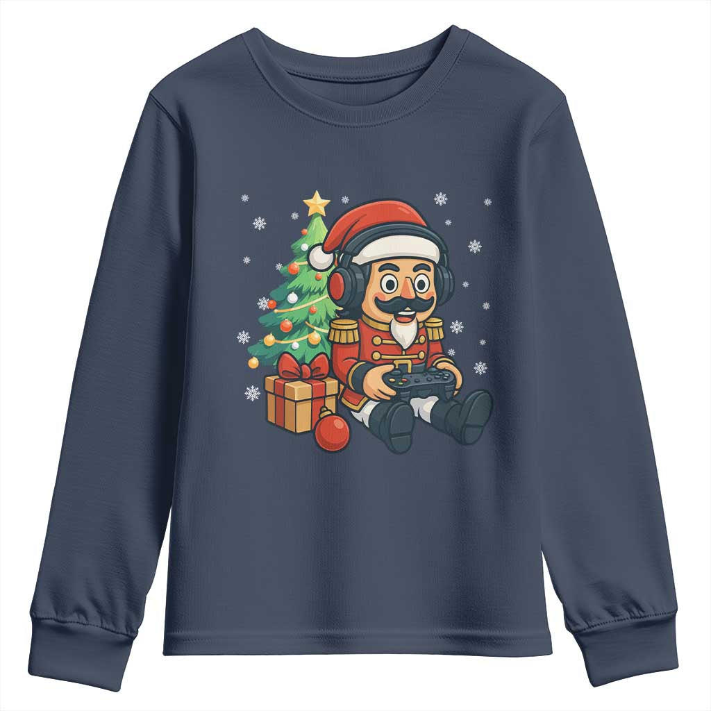 Funny Christmas Video Game Nutcracker Xmas Tree Gamer Youth Sweatshirt - Wonder Print Shop