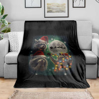 Funny Three Raccoons With The Moon Christmas Throw Blanket Santa Sleigh - Wonder Print Shop