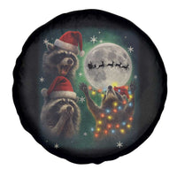 Funny Three Raccoons With The Moon Christmas Spare Tire Cover Santa Sleigh - Wonder Print Shop