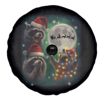 Funny Three Raccoons With The Moon Christmas Spare Tire Cover Santa Sleigh - Wonder Print Shop