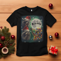 Funny Three Raccoons With The Moon Christmas T Shirt Santa Sleigh - Wonder Print Shop