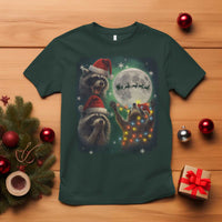 Funny Three Raccoons With The Moon Christmas T Shirt Santa Sleigh - Wonder Print Shop