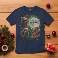 Funny Three Raccoons With The Moon Christmas T Shirt Santa Sleigh - Wonder Print Shop