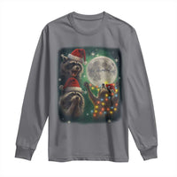 Funny Three Raccoons With The Moon Christmas Long Sleeve Shirt Santa Sleigh - Wonder Print Shop
