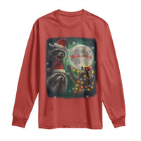 Funny Three Raccoons With The Moon Christmas Long Sleeve Shirt Santa Sleigh - Wonder Print Shop