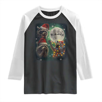 Funny Three Raccoons With The Moon Christmas Raglan Shirt Santa Sleigh - Wonder Print Shop
