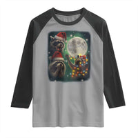 Funny Three Raccoons With The Moon Christmas Raglan Shirt Santa Sleigh - Wonder Print Shop