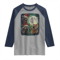 Funny Three Raccoons With The Moon Christmas Raglan Shirt Santa Sleigh - Wonder Print Shop