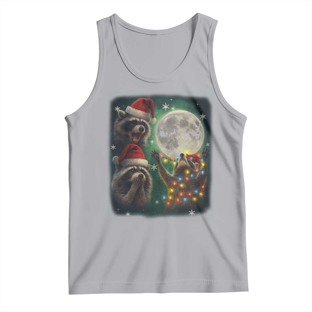 Funny Three Raccoons With The Moon Christmas Tank Top Santa Sleigh - Wonder Print Shop
