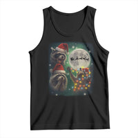 Funny Three Raccoons With The Moon Christmas Tank Top Santa Sleigh - Wonder Print Shop