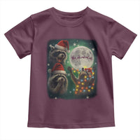 Funny Three Raccoons With The Moon Christmas Toddler T Shirt Santa Sleigh - Wonder Print Shop