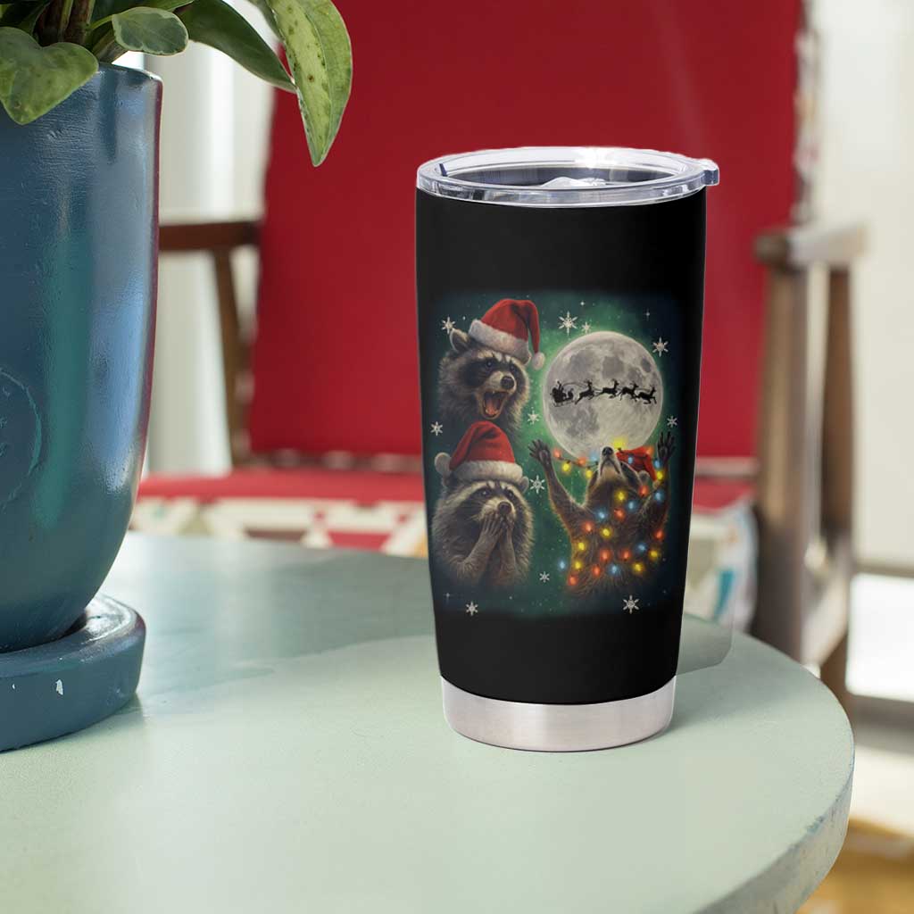 Funny Three Raccoons With The Moon Christmas Tumbler Cup Santa Sleigh - Wonder Print Shop