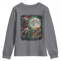 Funny Three Raccoons With The Moon Christmas Youth Sweatshirt Santa Sleigh - Wonder Print Shop