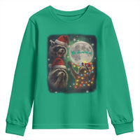 Funny Three Raccoons With The Moon Christmas Youth Sweatshirt Santa Sleigh - Wonder Print Shop