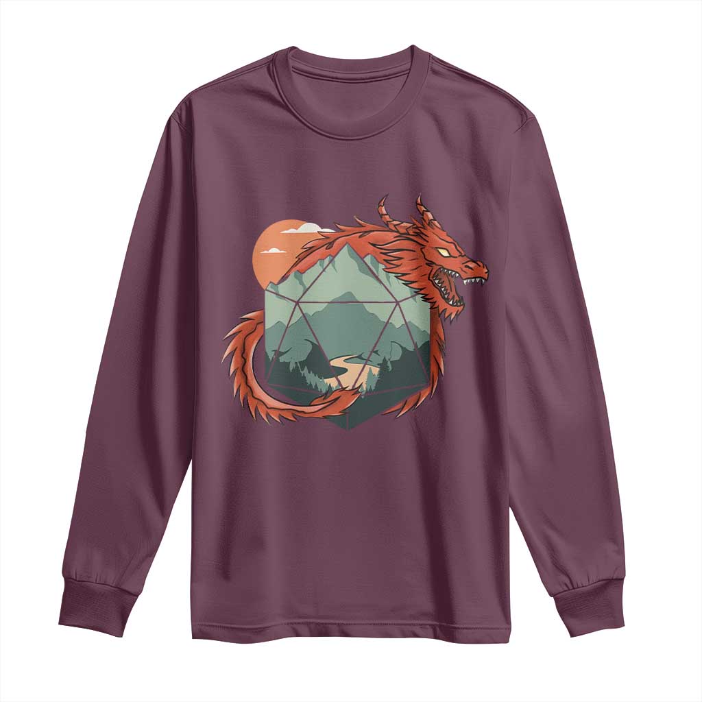 Funny Dragon Tabletop RPG Dice Game Long Sleeve Shirt