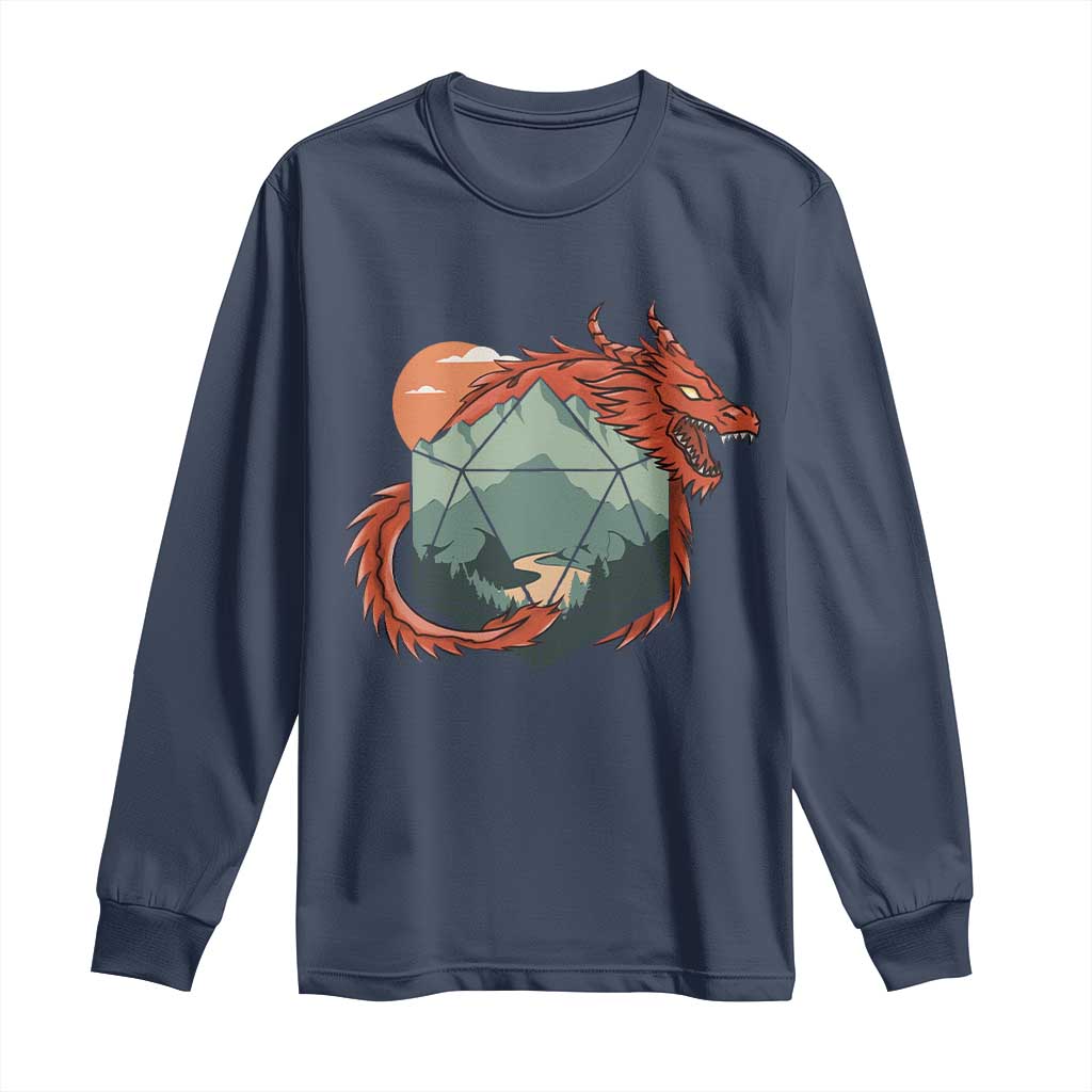Funny Dragon Tabletop RPG Dice Game Long Sleeve Shirt