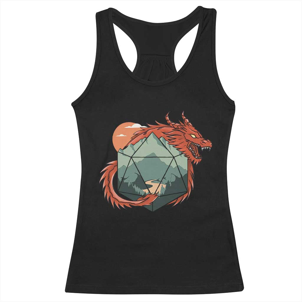 Funny Dragon Tabletop RPG Dice Game Racerback Tank Top