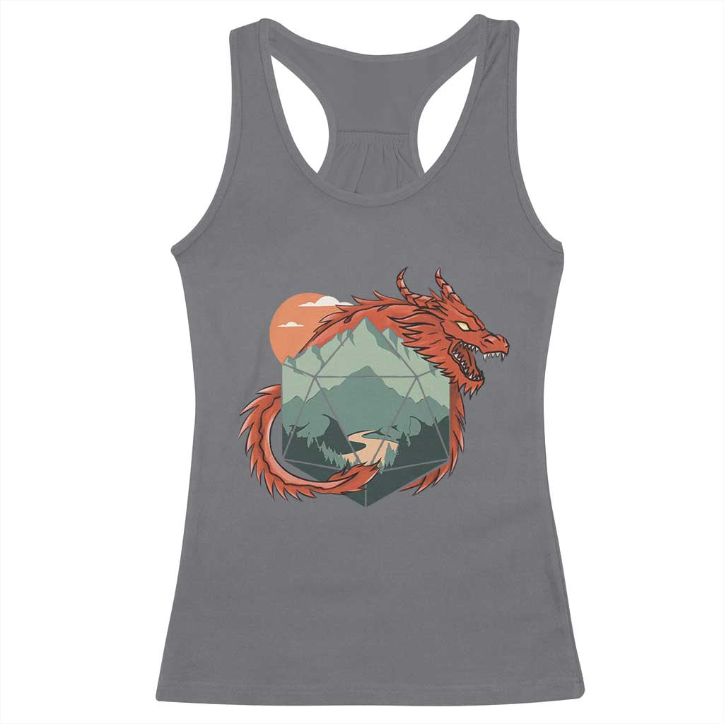 Funny Dragon Tabletop RPG Dice Game Racerback Tank Top