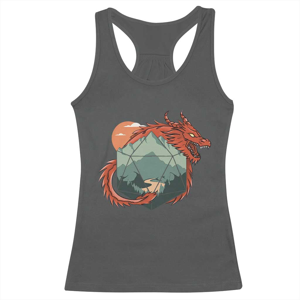 Funny Dragon Tabletop RPG Dice Game Racerback Tank Top