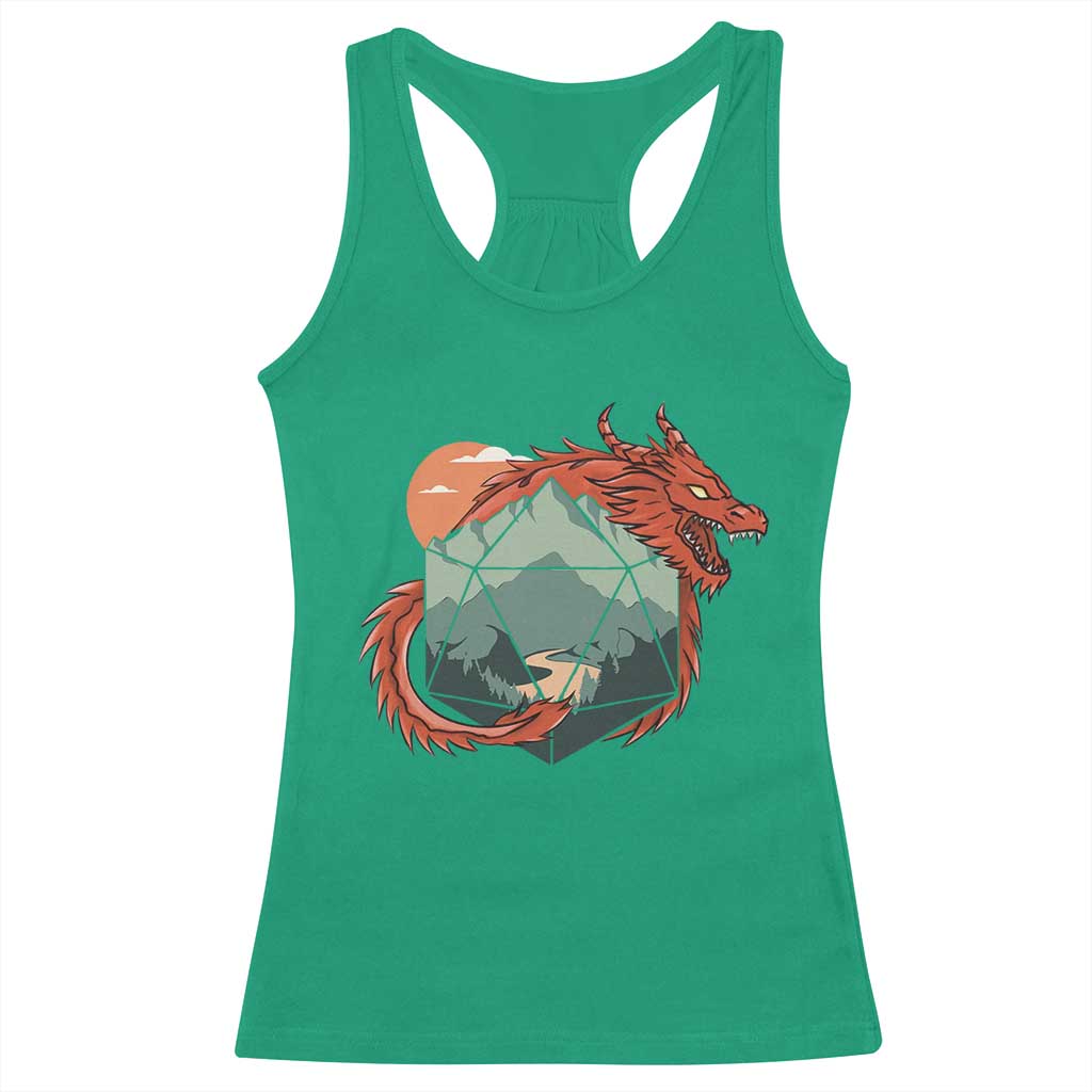 Funny Dragon Tabletop RPG Dice Game Racerback Tank Top