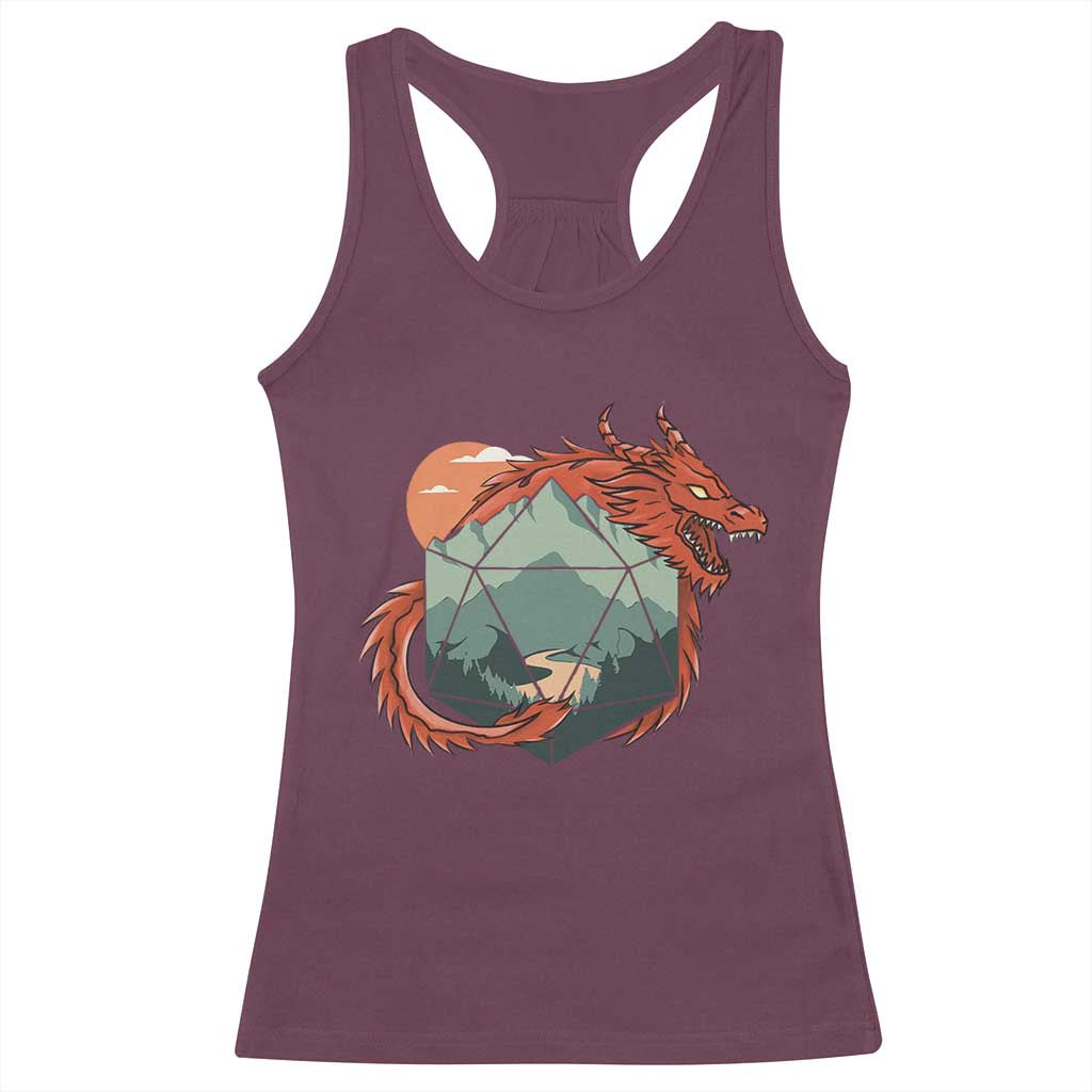 Funny Dragon Tabletop RPG Dice Game Racerback Tank Top