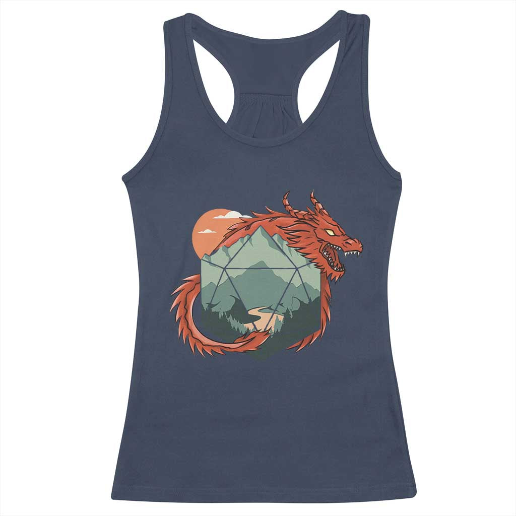 Funny Dragon Tabletop RPG Dice Game Racerback Tank Top