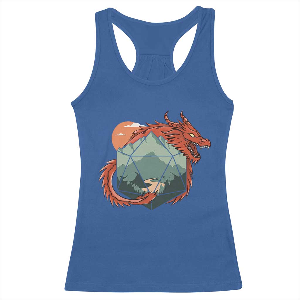 Funny Dragon Tabletop RPG Dice Game Racerback Tank Top