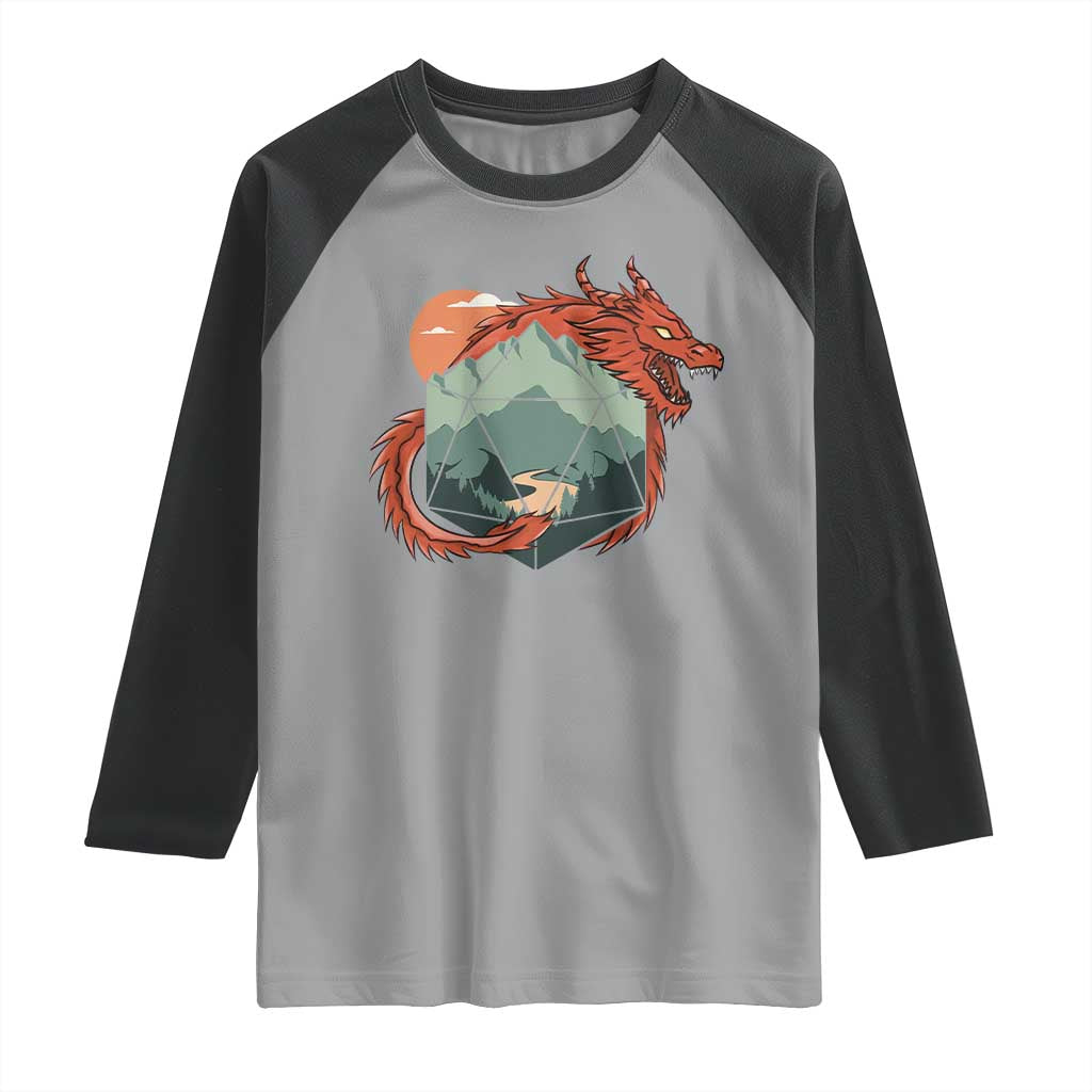 Funny Dragon Tabletop RPG Dice Game Raglan Shirt