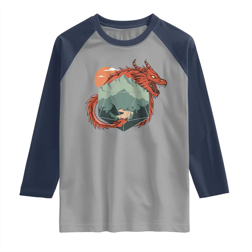 Funny Dragon Tabletop RPG Dice Game Raglan Shirt