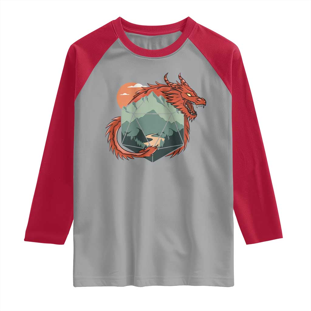 Funny Dragon Tabletop RPG Dice Game Raglan Shirt