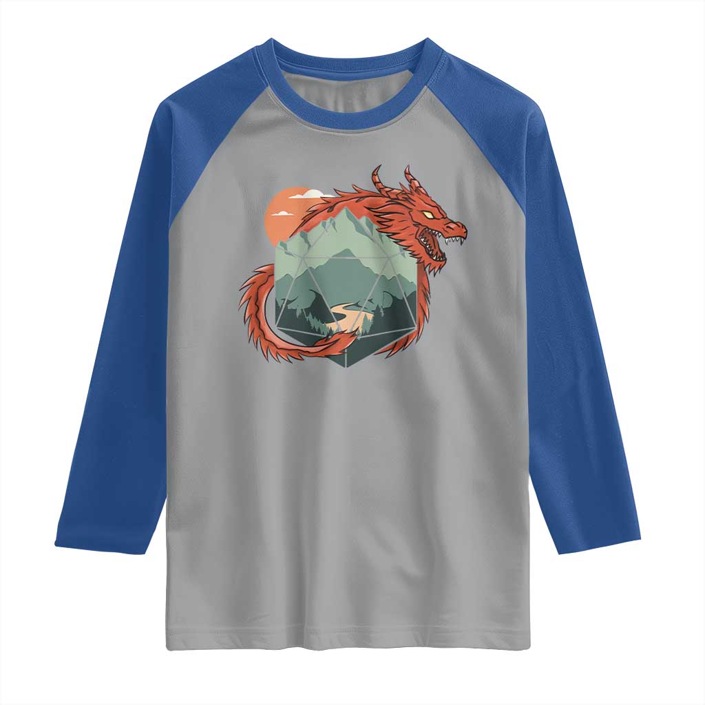 Funny Dragon Tabletop RPG Dice Game Raglan Shirt