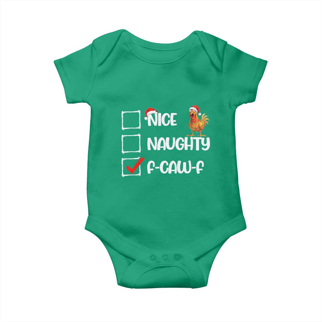 Funny F Caw F Chicken Christmas Baby Onesie Nice Naughty Cartoon Rooster Poultry Animal - Wonder Print Shop