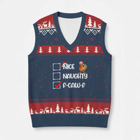 Funny F Caw F Chicken Xmas V-Neck Knit Sweater Vest Nice Naughty Cartoon Rooster Poultry Animal - Wonder Print Shop